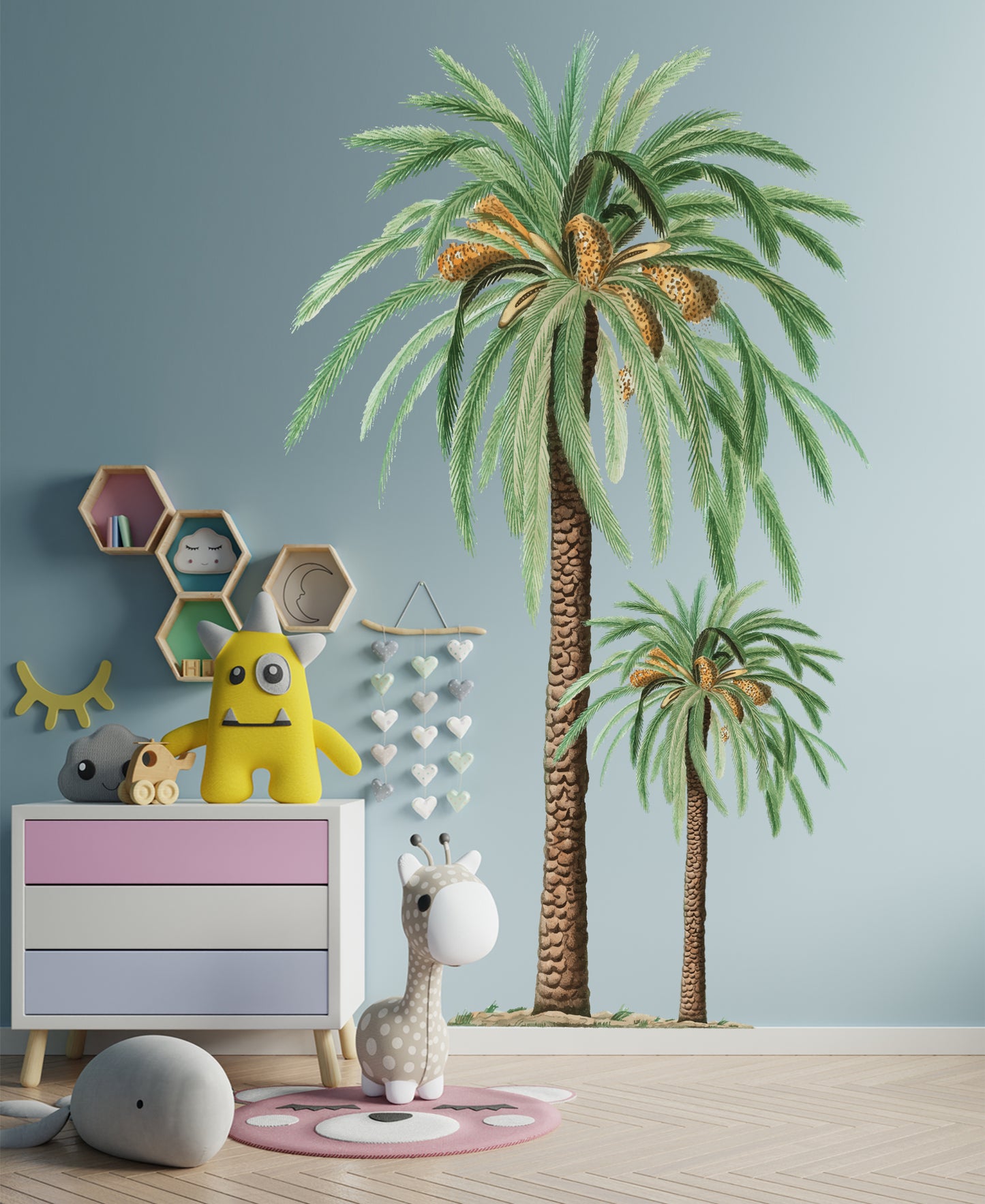 Palmiye Ağacı İkili Set Çocuk Odası Duvar Sticker