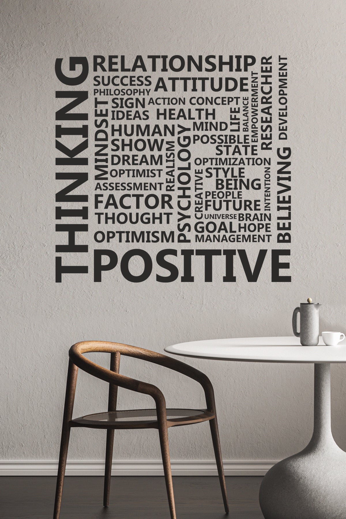 Duvar Dekoru - Thinking Positive Motto Yazı Dekoratif Duvar Sticker