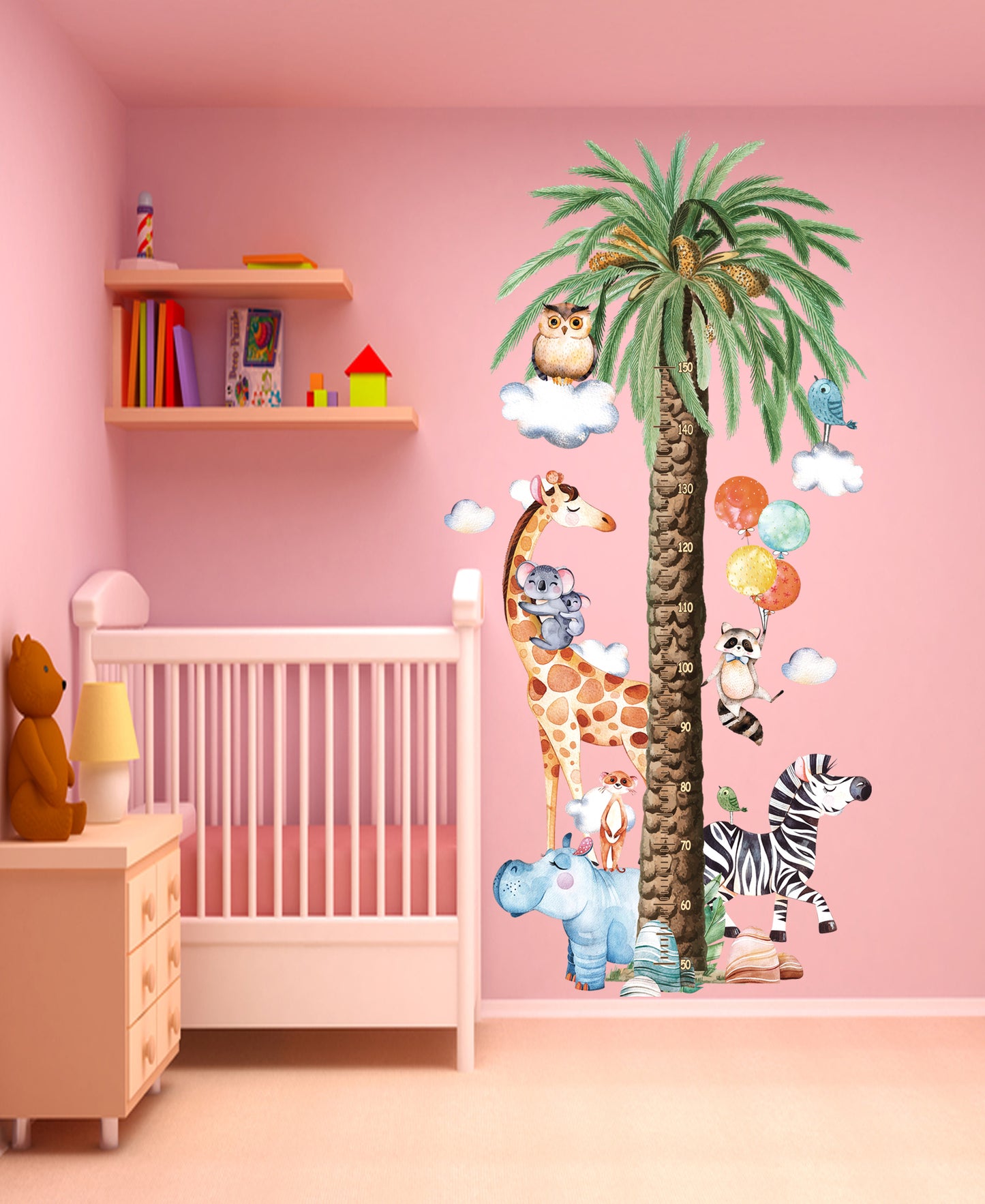 Sevimli Safari Havanları Palmiye XL Boy ve Gelişim Ölçer Çocuk Odası Duvar Sticker