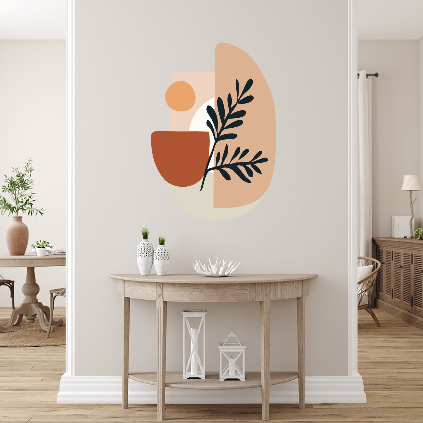 Dekoratif Duvar Sticker - Bohem Soyut Çiçek Desen Duvar Dekoru