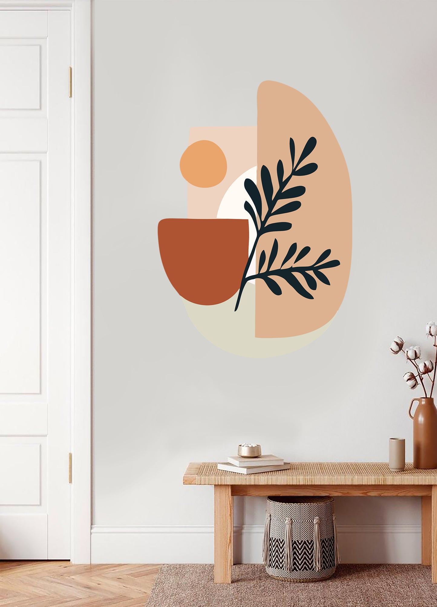 Dekoratif Duvar Sticker - Bohem Soyut Çiçek Desen Duvar Dekoru