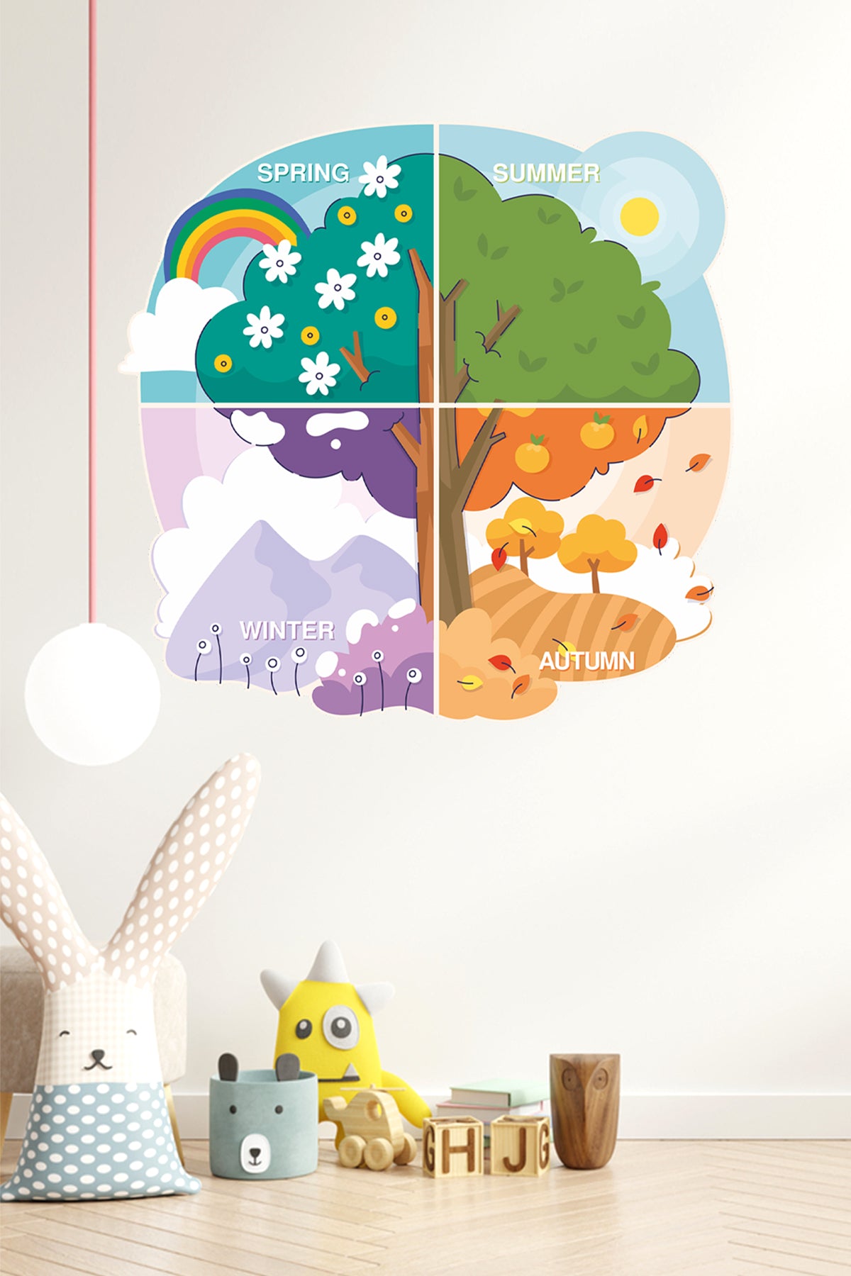 Dört Mevsim İngilizce Eğitici Çocuk Odası Duvar Sticker