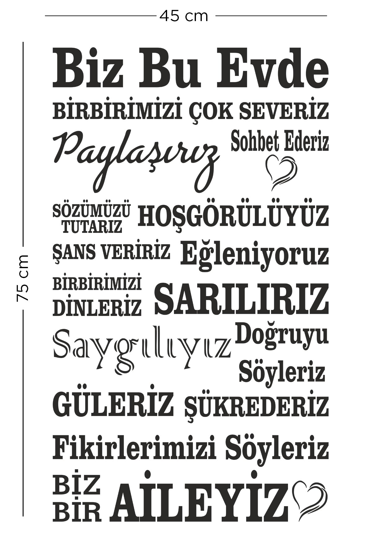 Ev Kuralları Biz Bu Evde Dekoratif Duvar Sticker Duvar Süsü