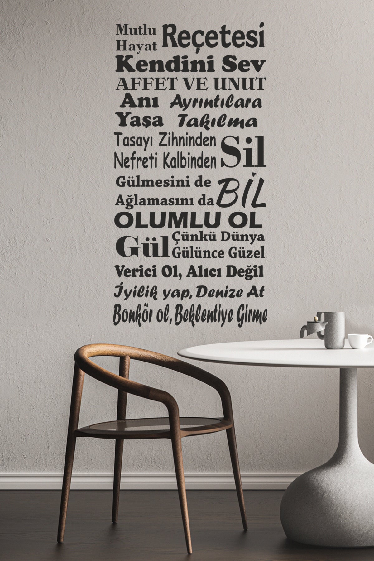 Mutlu Hayat Reçetesi Dekoratif Duvar Sticker
