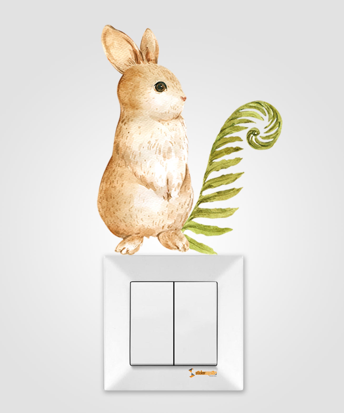 Sulu Boya Sevimli Tavşan Çok Amaçlı Çocuk Odası Duvar Sticker- Priz Sticker