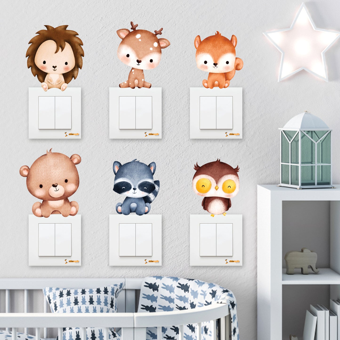 Sevimli Yavru Safari Hayvanlar Çocuk Odası Duvar Sticker - Priz Sticker