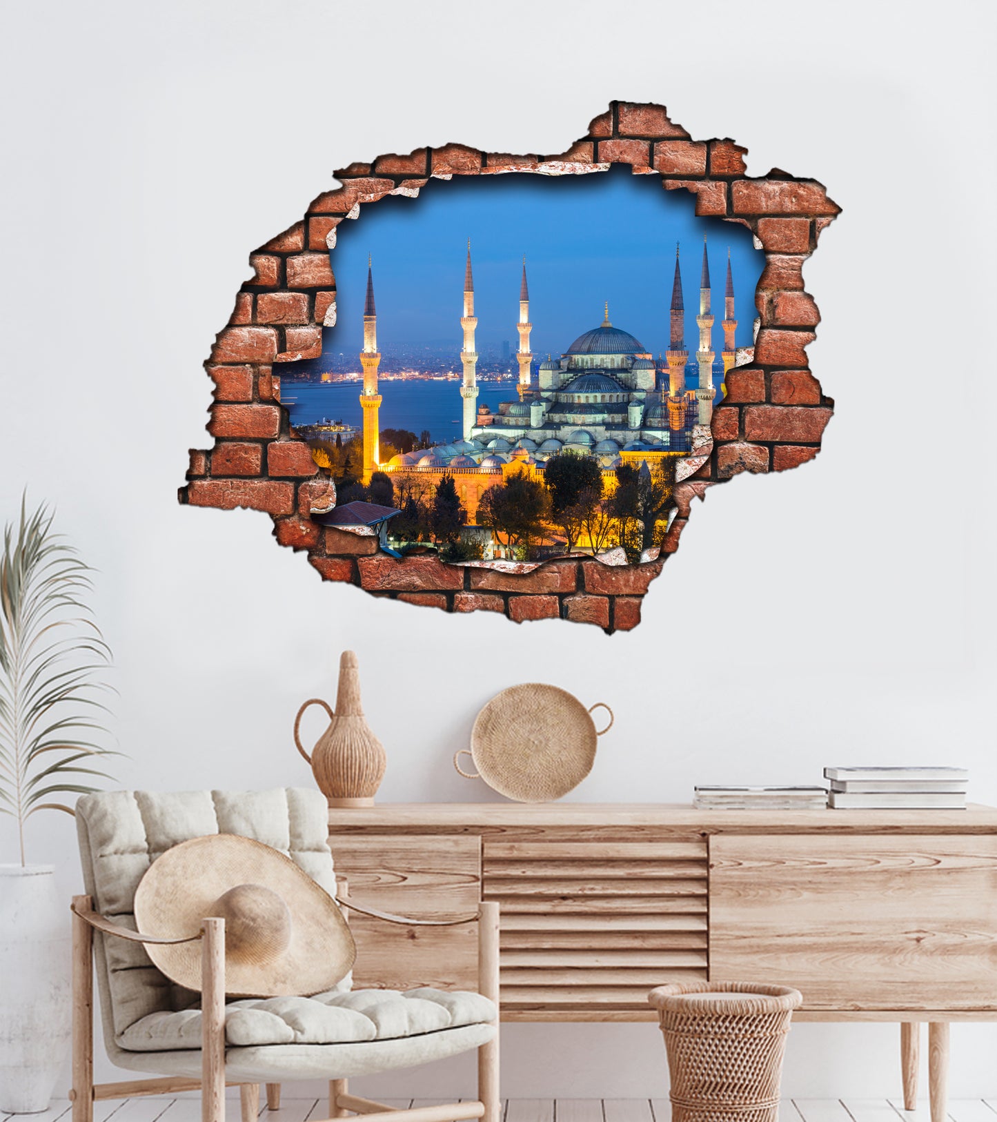 Kırık Tuğla Desen Sultan Ahmet Cami Üç Boyutlu 3D Dekoratif Duvar Sticker