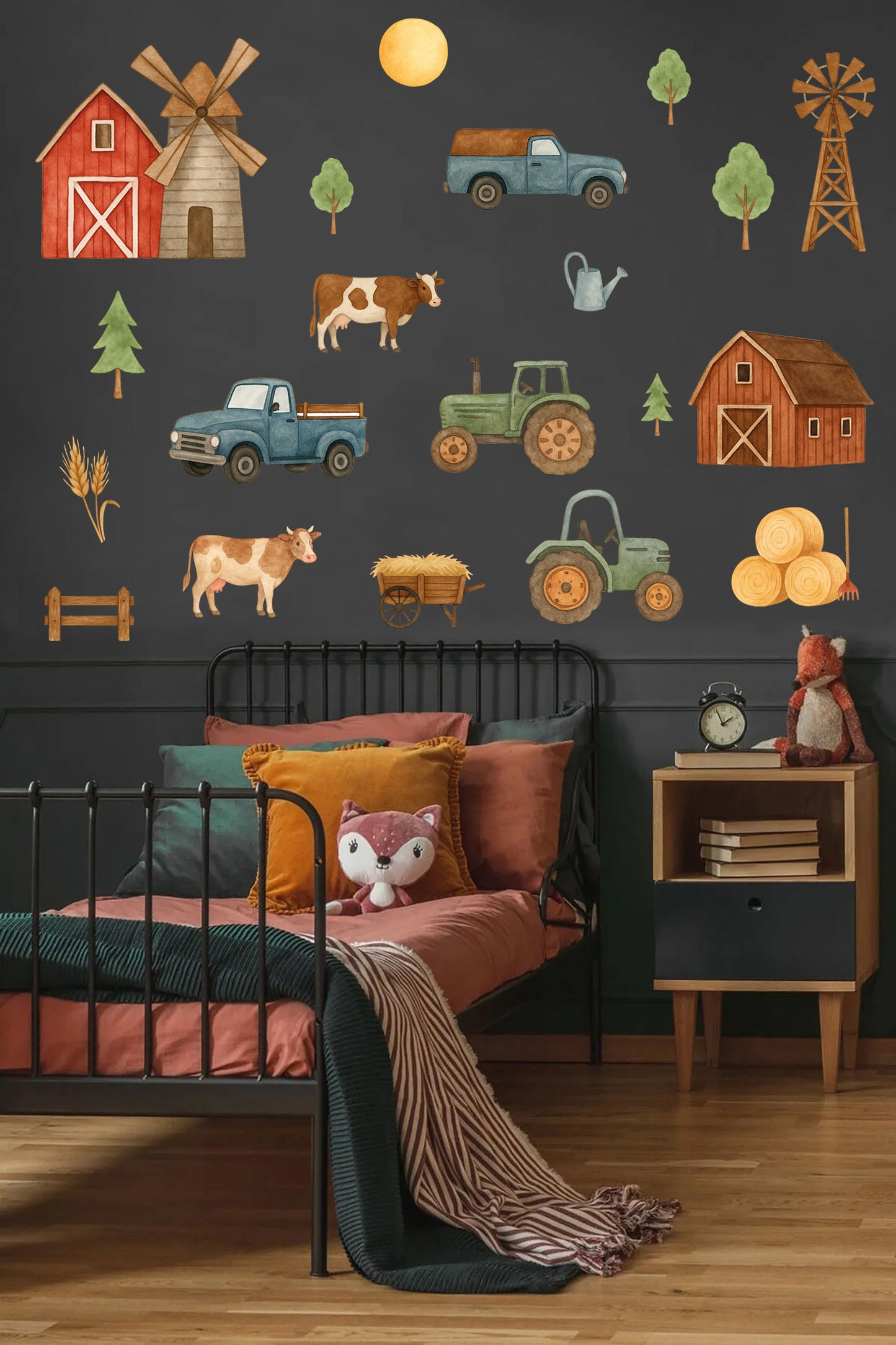 Çiftlik Temalı Taşıtlar ve Araçlar Çocuk Odası Duvar Sticker