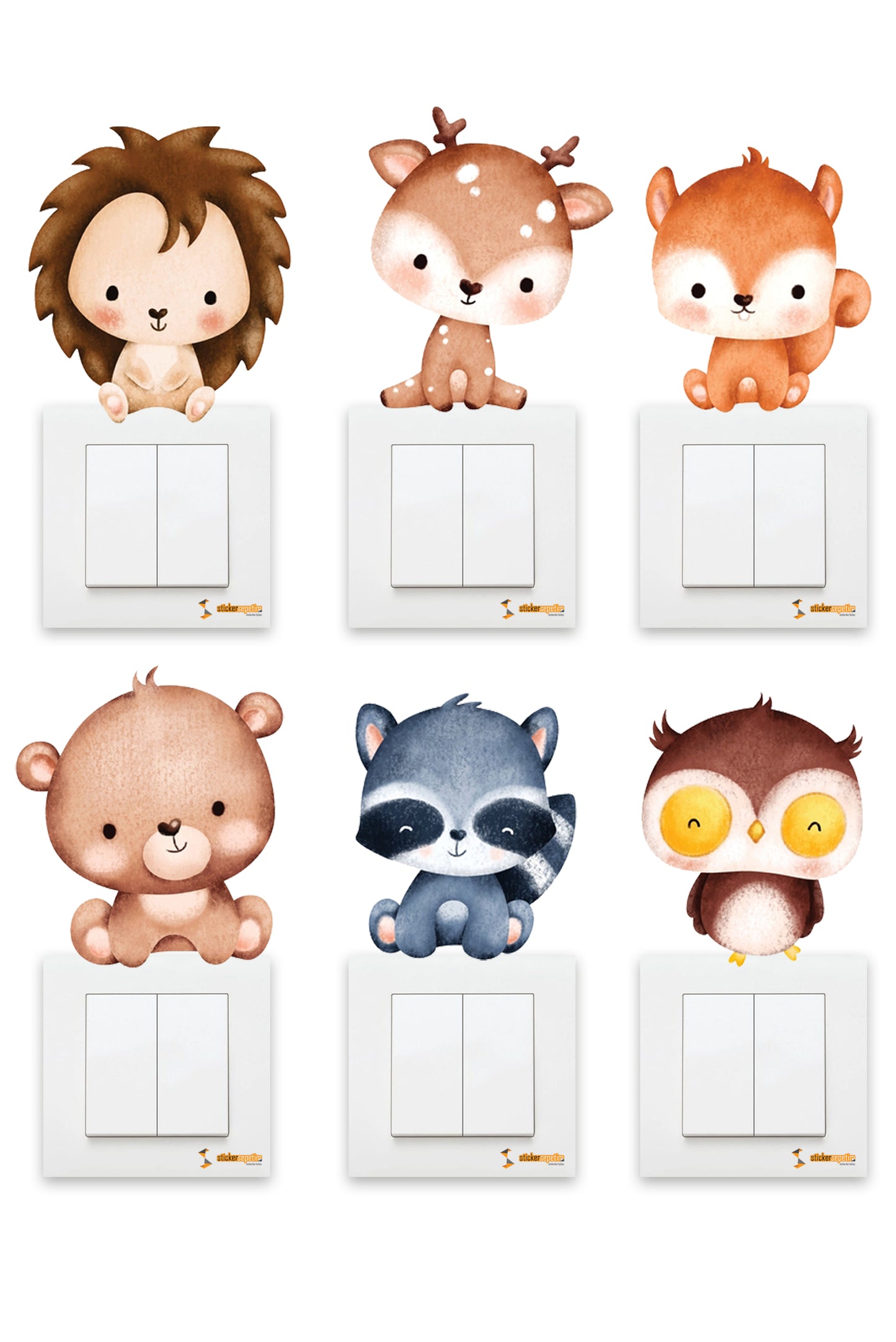 Sevimli Yavru Safari Hayvanlar Çocuk Odası Duvar Sticker - Priz Sticker