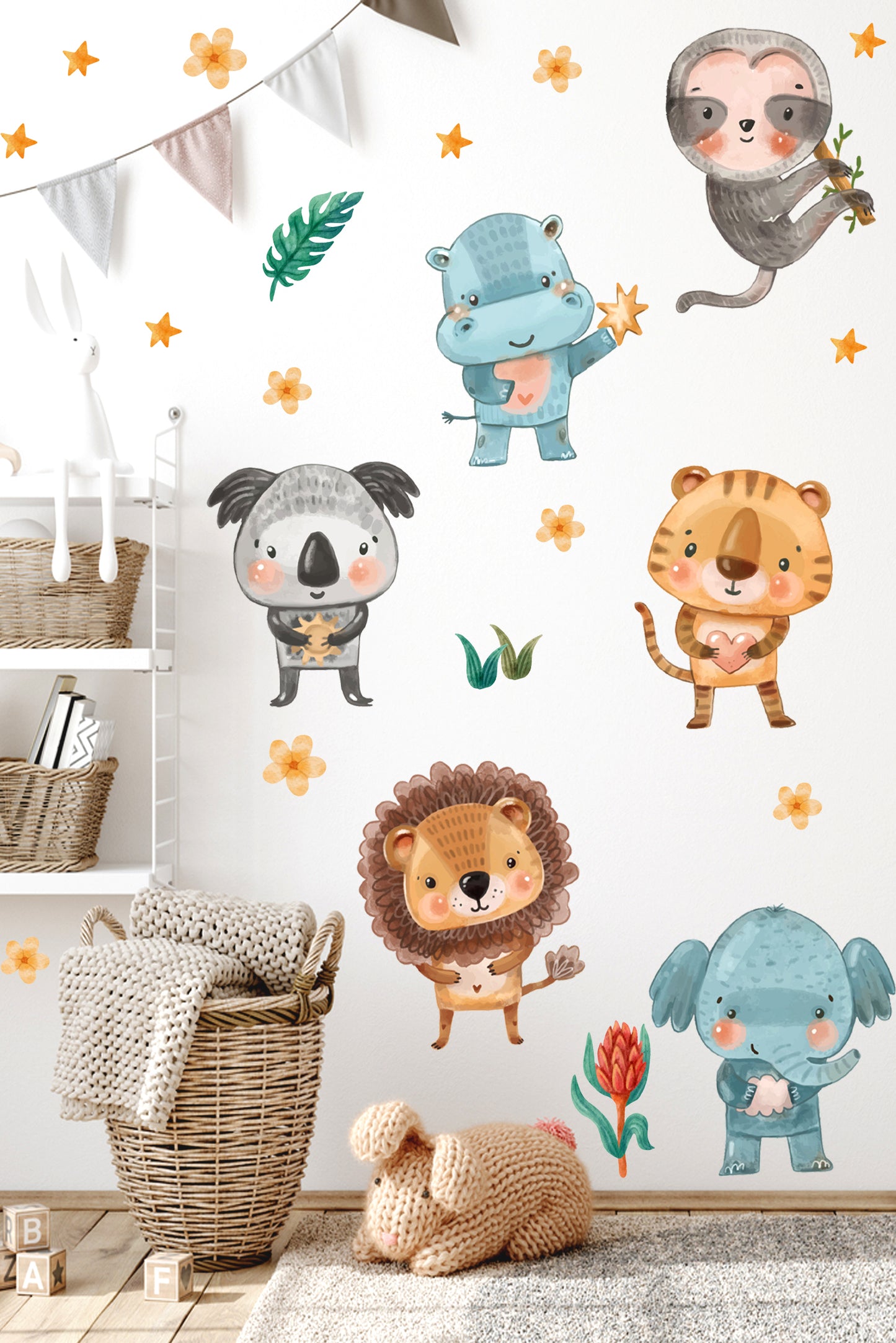 Minik Safari Sevimli Hayvanlar III Cam, Dolap, Kapı Sticker, Çocuk Odası Duvar Sticker