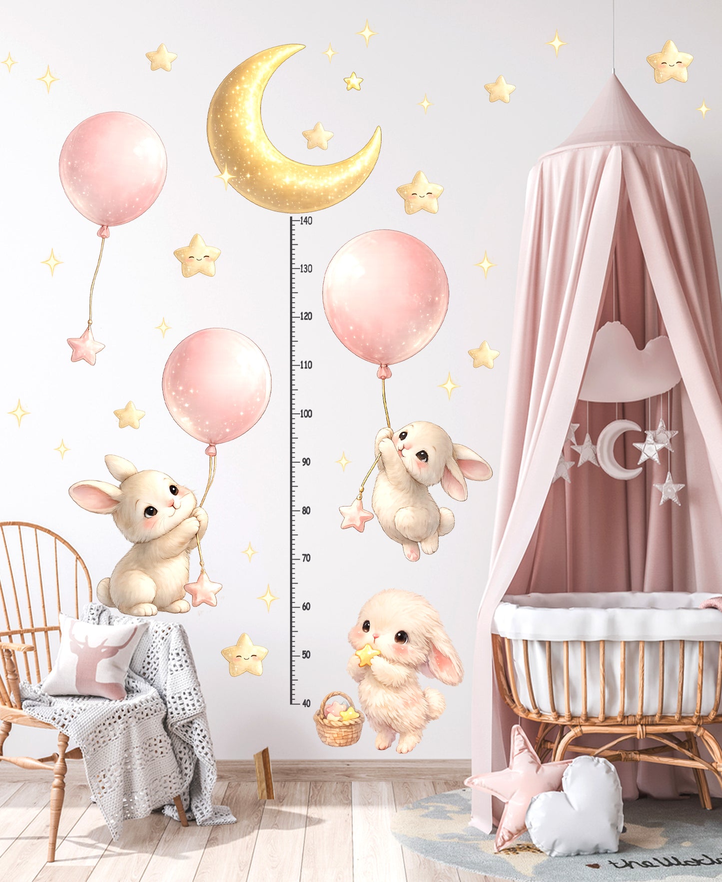 Pembe Balonlu Tavşanlar – Ay Işığında Büyüme Yolculuğu | Boy Ölçer  Çocuk Odası Duvar Sticker