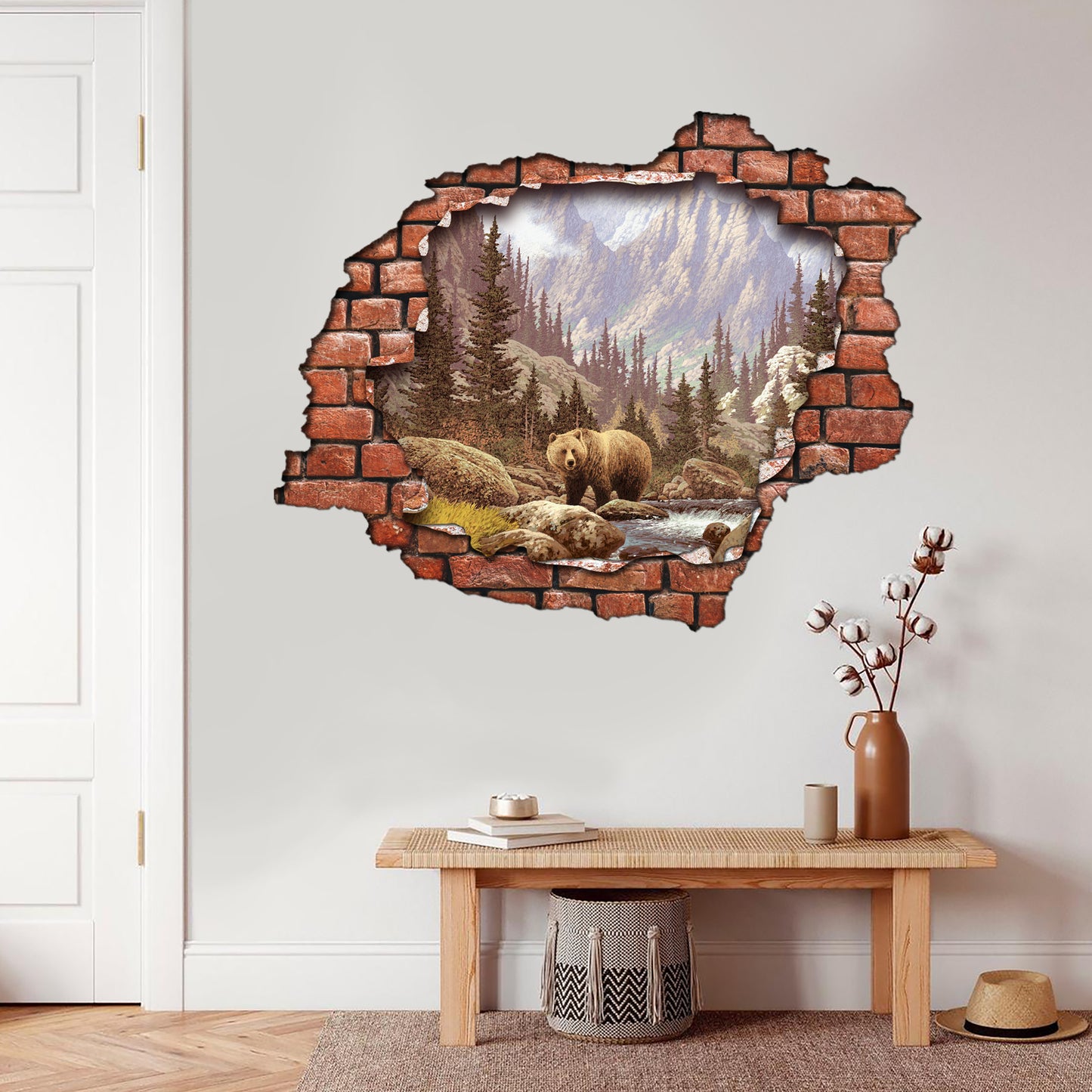 Kırık Tuğla Desen Yellowstone Üç Boyutlu 3D Dekoratif Duvar Sticker