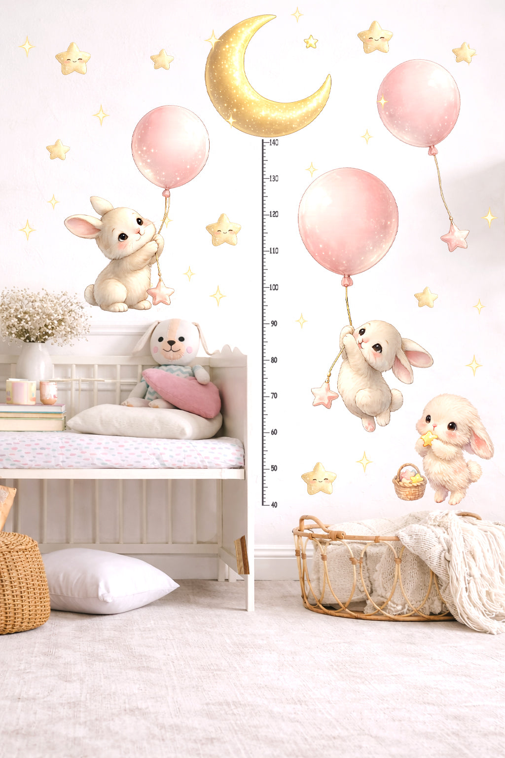 Pembe Balonlu Tavşanlar – Ay Işığında Büyüme Yolculuğu | Boy Ölçer  Çocuk Odası Duvar Sticker