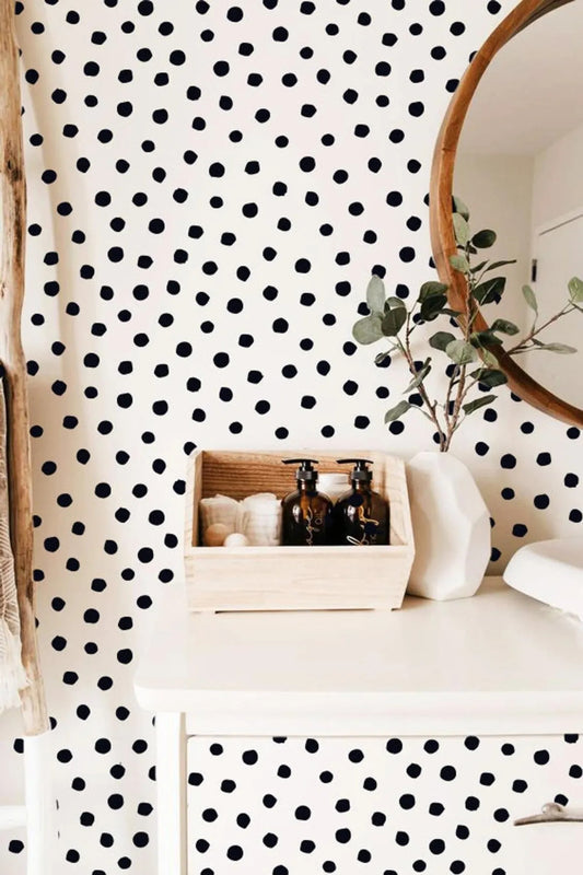 Duvar Sticker 100 Adet 3 Cm Iskandinav Stil Taş Desenli Puantiye Polka Dot Dekoratif Duvar Süsü