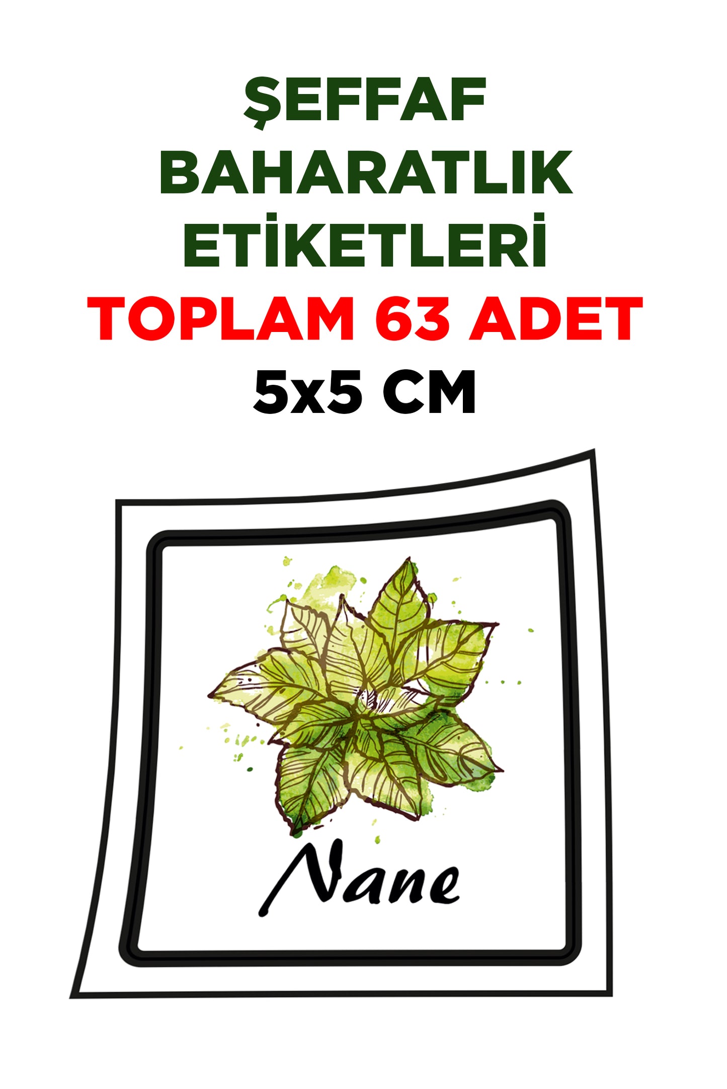 Baharatlık Saklama Kabı Şeffaf Etiket Sticker