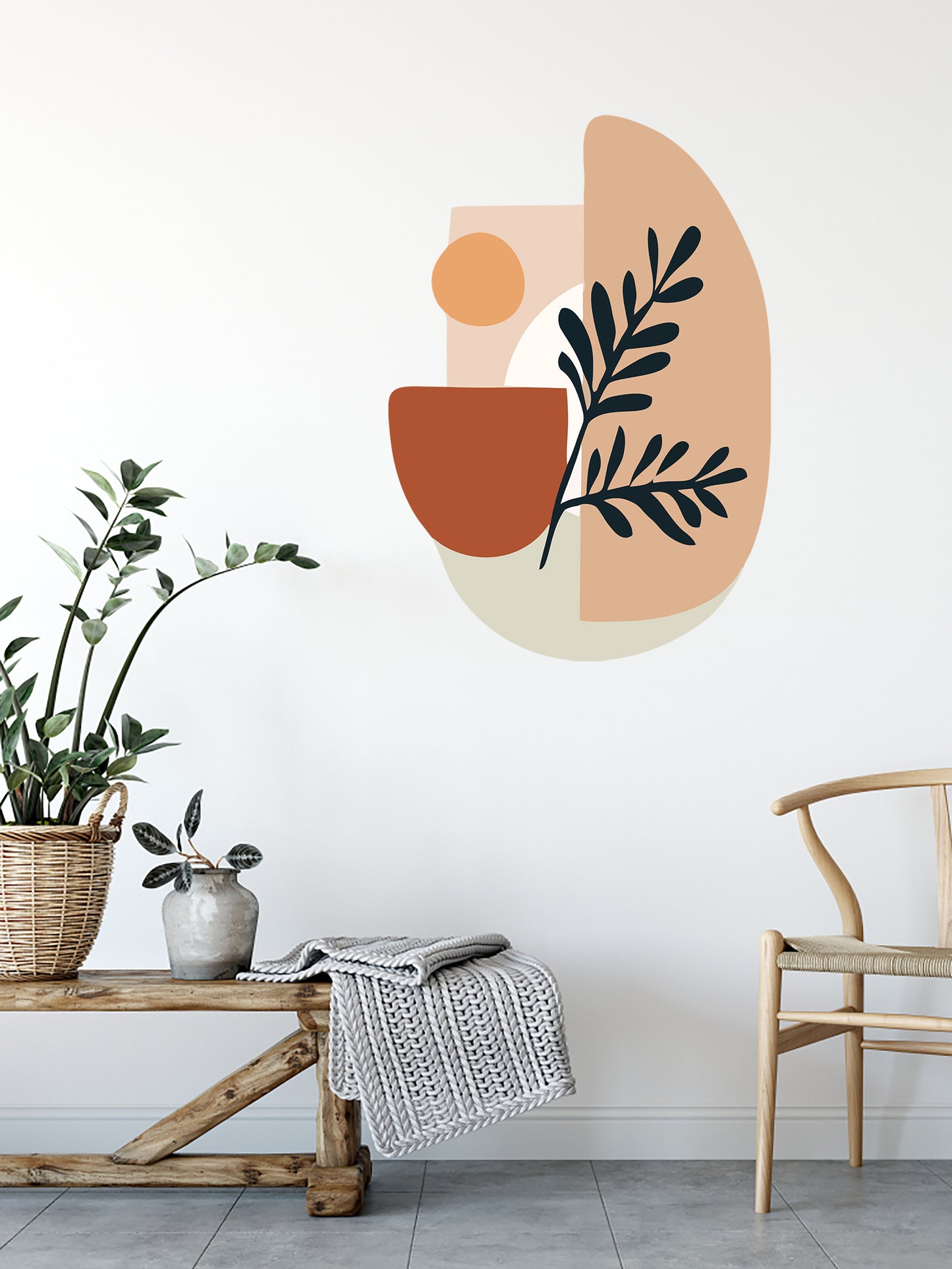 Dekoratif Duvar Sticker - Bohem Soyut Çiçek Desen Duvar Dekoru