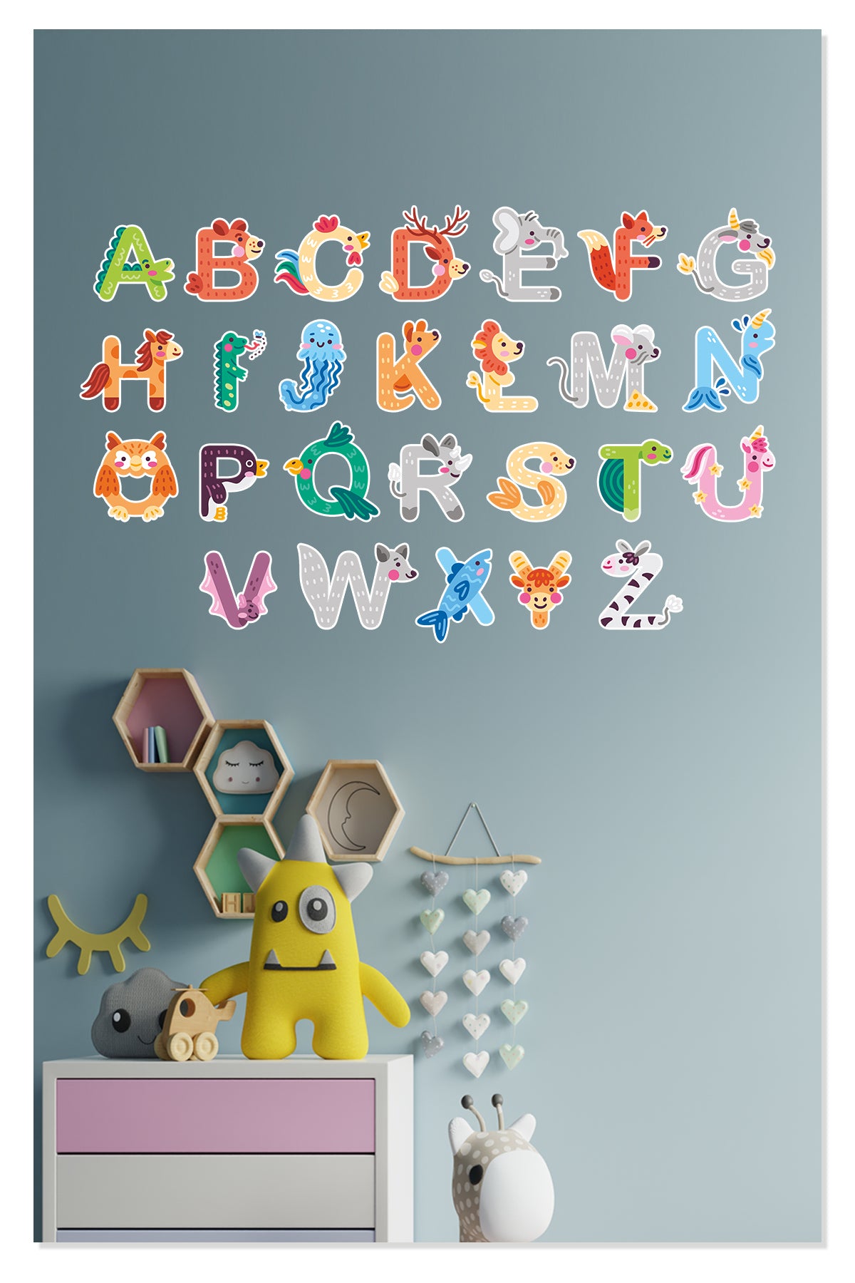 Eğitici Sevimli Hayvanlar Alfabe III Çocuk Odası Duvar Sticker