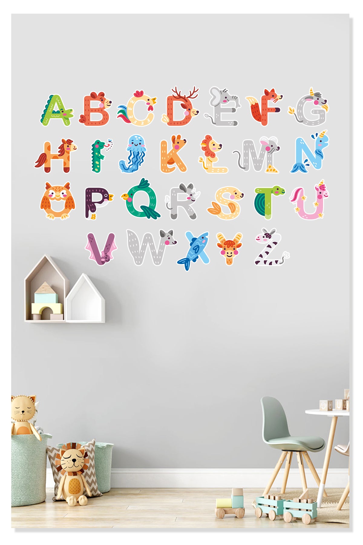 Eğitici Sevimli Hayvanlar Alfabe III Çocuk Odası Duvar Sticker