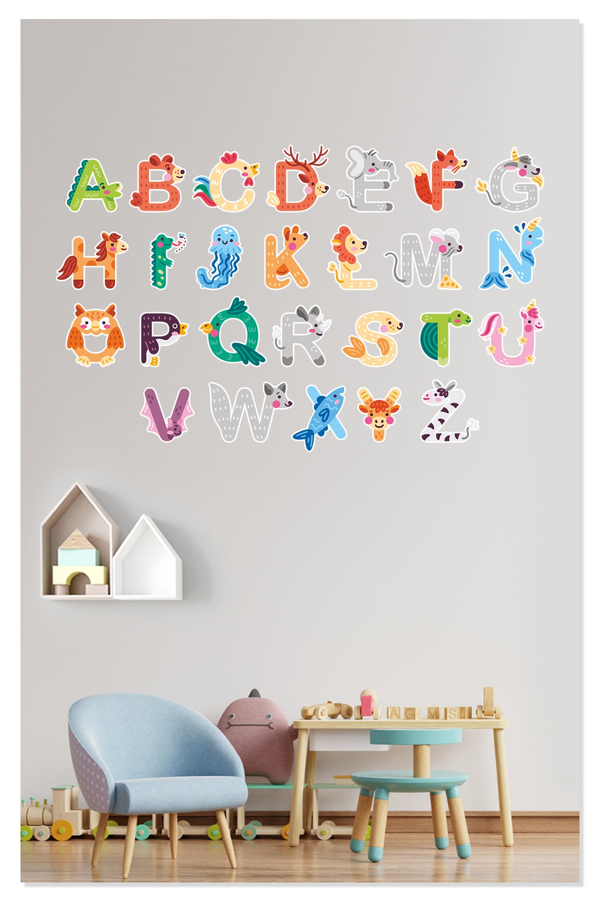 Eğitici Sevimli Hayvanlar Alfabe III Çocuk Odası Duvar Sticker