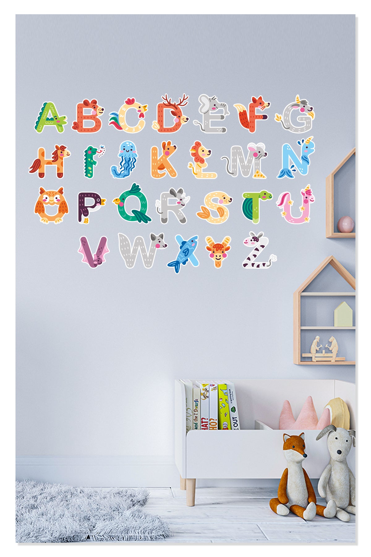 Eğitici Sevimli Hayvanlar Alfabe III Çocuk Odası Duvar Sticker