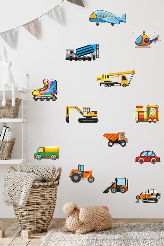 İş Makineleri ve Taşıtlar Çocuk Odası Duvar Sticker Duvar Süsü