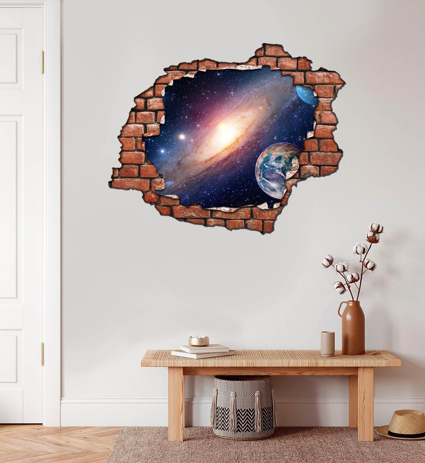 Kırık Tuğla Desen Samanyolu Galaksi Uzay Boşluğu 3D Duvar Sticker