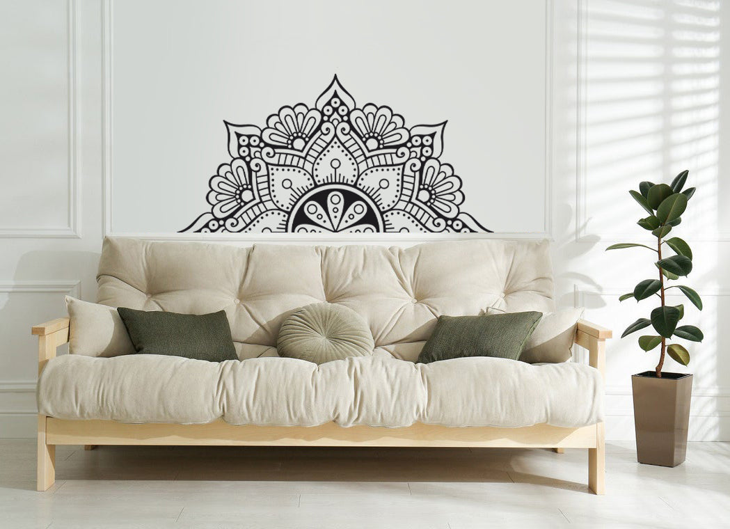 Mandala Çiçek Dekoratif Duvar Sticker - Yarım Yuvarlak Duvar Dekoru III