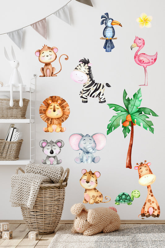 Minik Safari Havyanları Çocuk Odası Duvar Sticker Duvar Süsü Duvar Dekoru