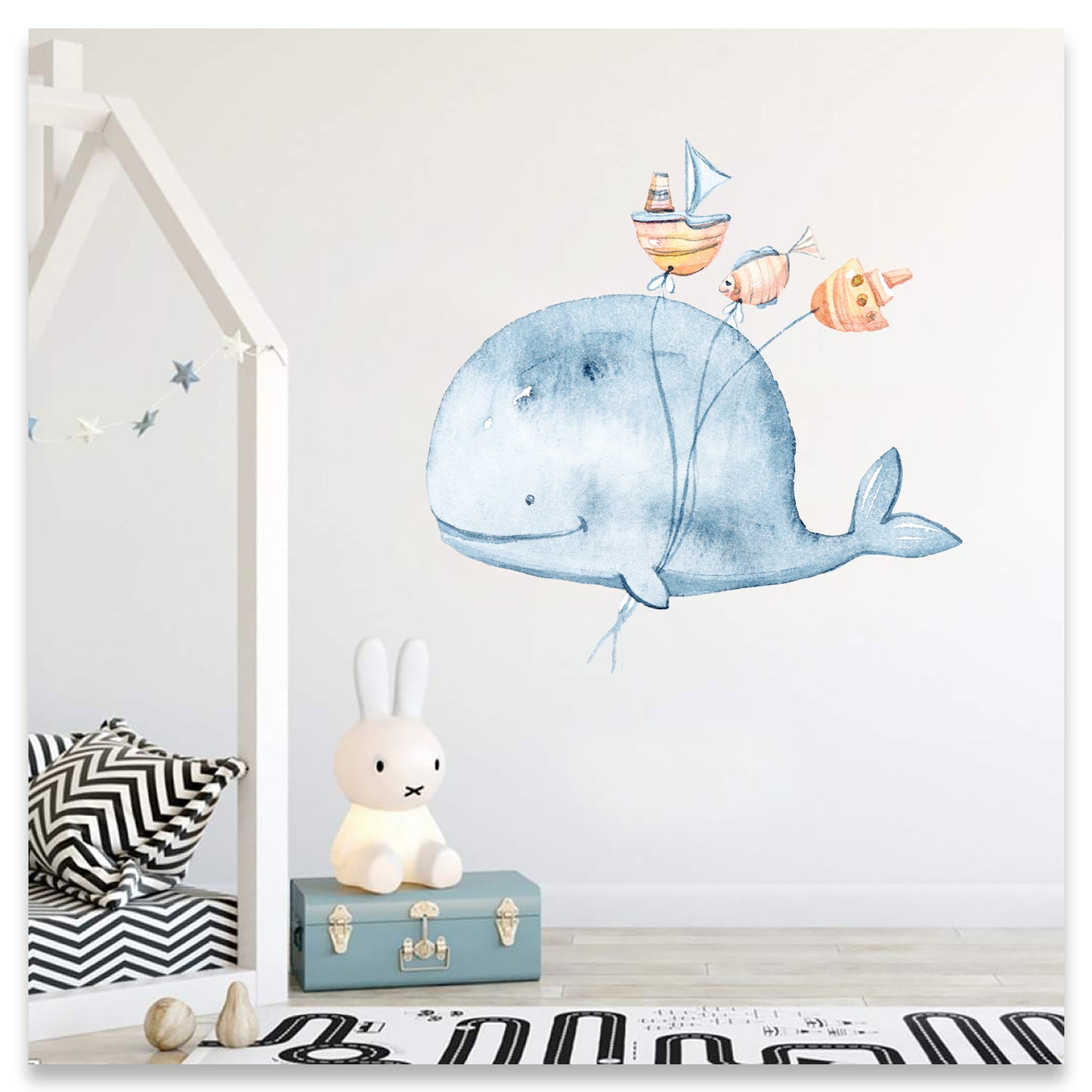 Sevimli Balina Watercolor Çocuk Odası Duvar Sticker