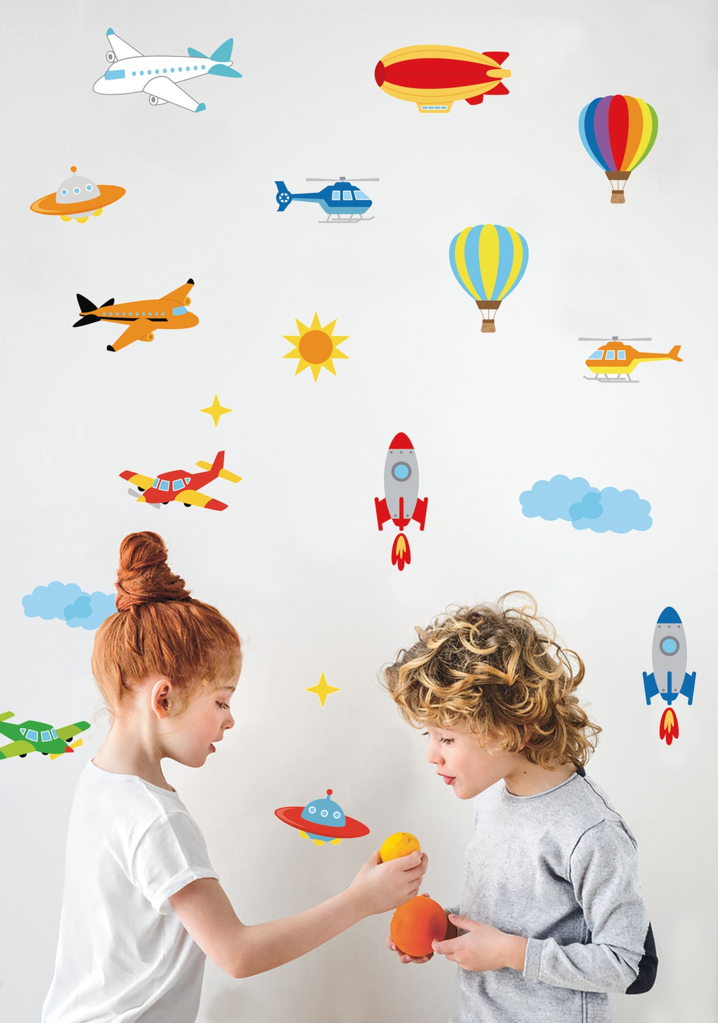Uçak , Balon , Helikopter , Uzay Mekiği Çocuk Odası Duvar Sticker Seti