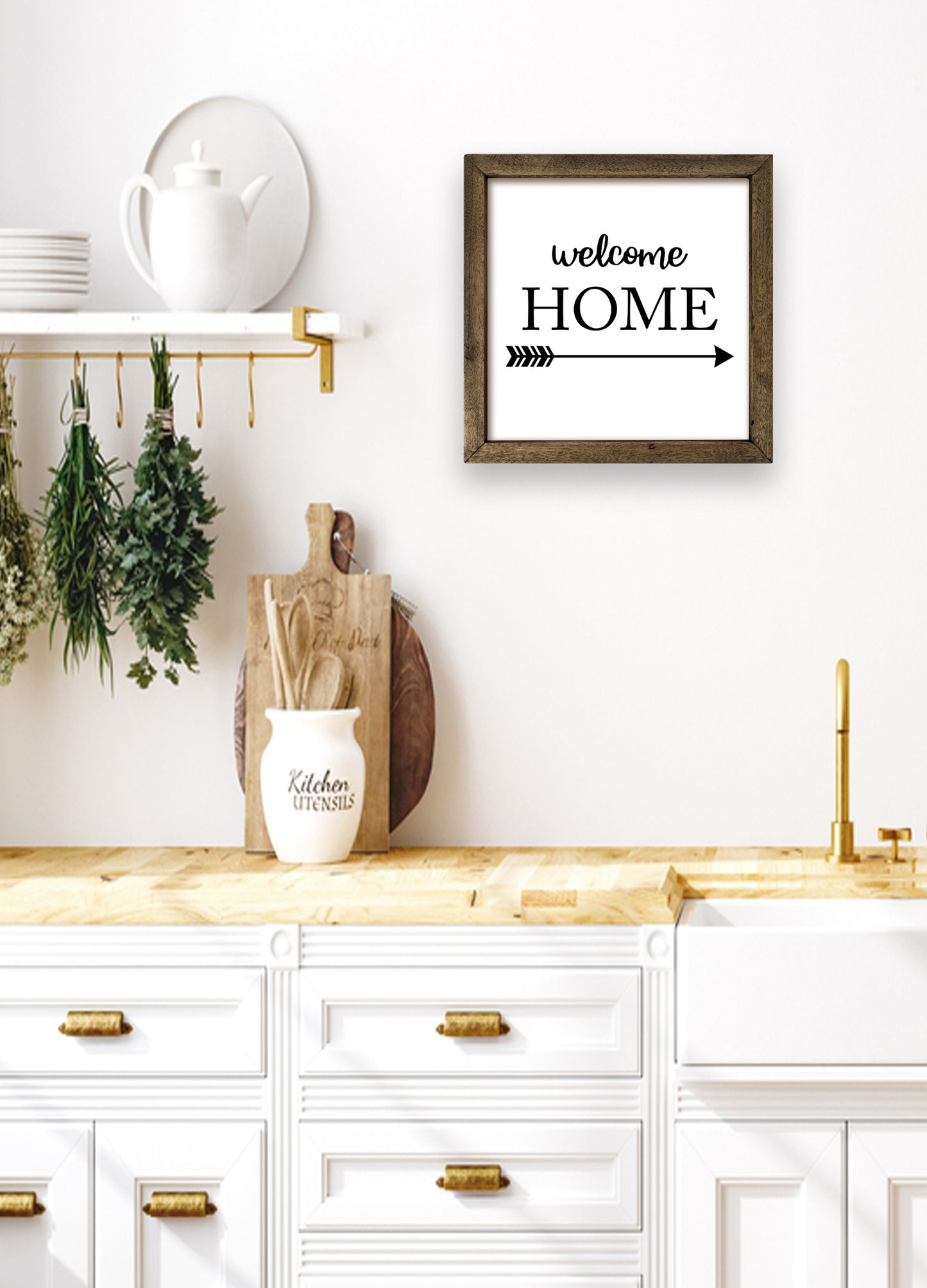 Wellcome Home I Vintage Çerçeveli Ahşap Tablo