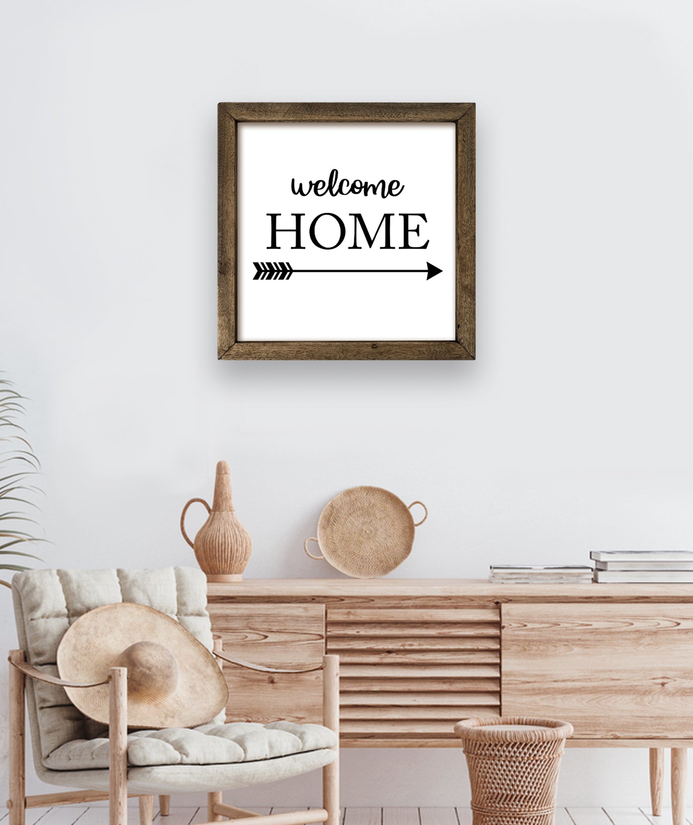 Wellcome Home I Vintage Çerçeveli Ahşap Tablo