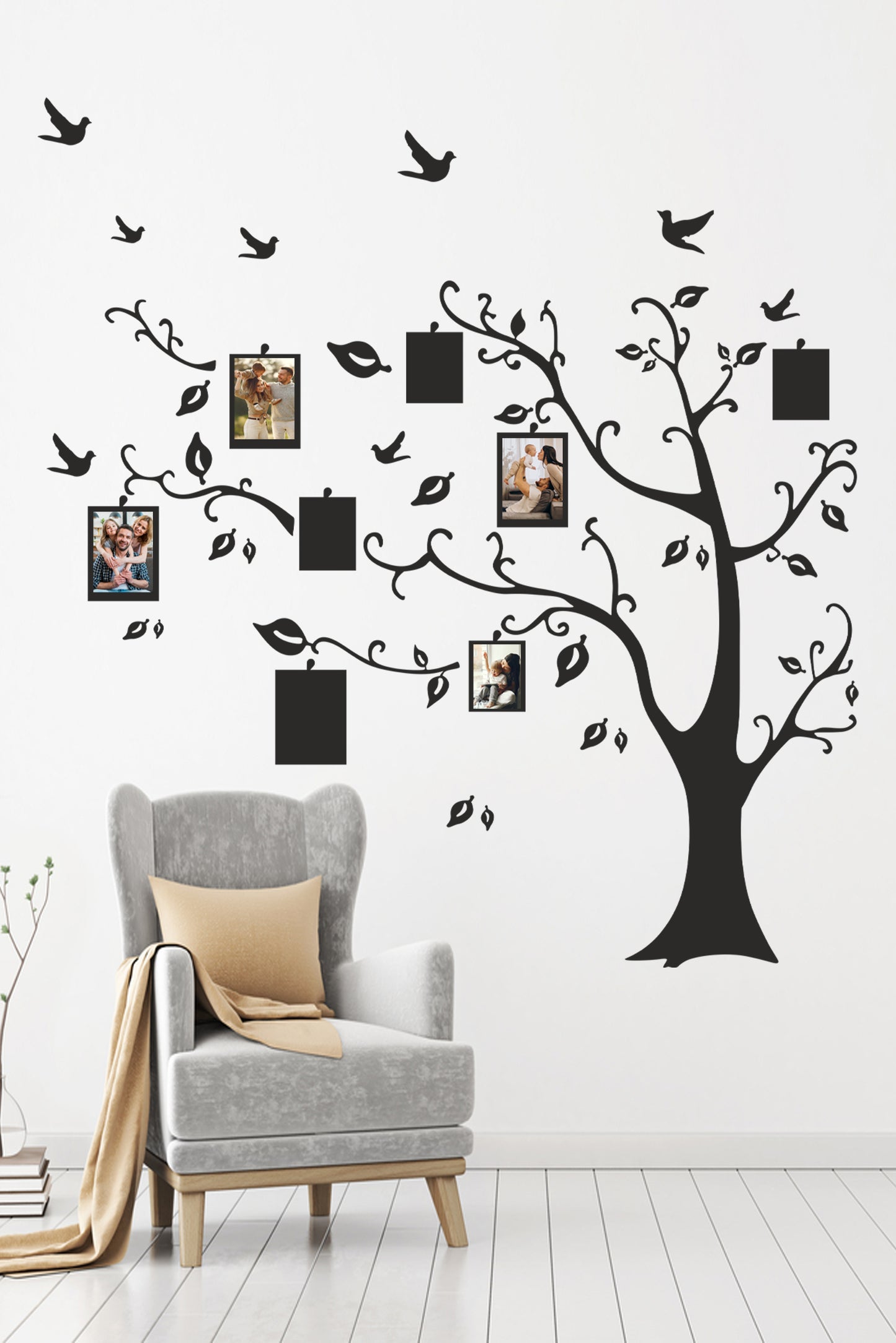 Duvar Sticker - Soy Ağacı Aile Ağacı Fotoğtaf Albümü Dekoratif Duvar Sticker Duvar Süsü